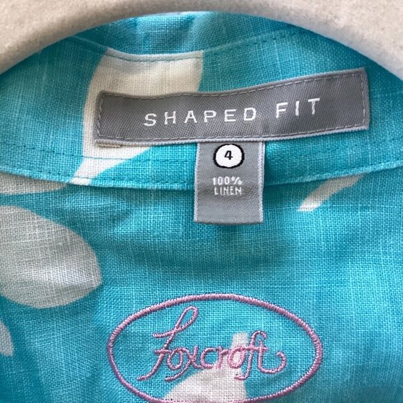 Foxcroft Womens Shaped Fit 100% Linen Floral Button-Down Shirt Size 4 - Picture 3 of 9